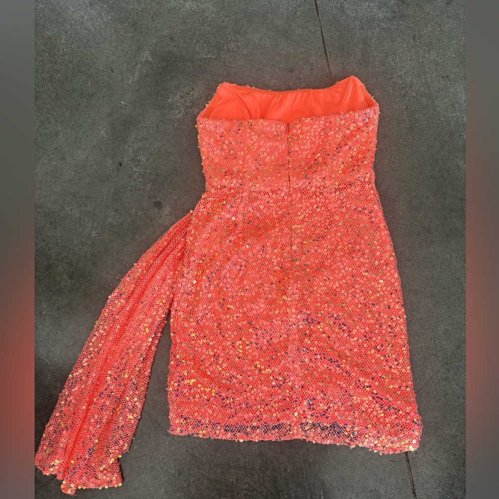 Sage and Paige Art of Love Mini Dress Neon Orange - Picture 3 of 4